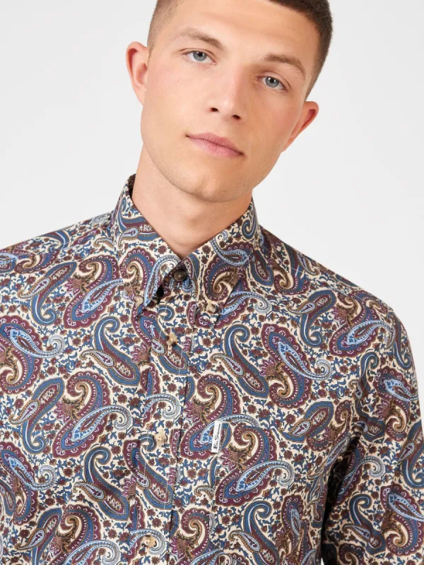 Signature Paisley Print Shirt - Fog sold by Ben Sherman