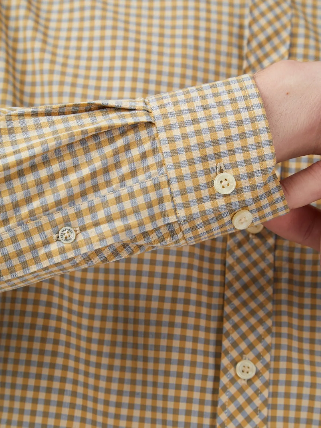 Signature Gingham Long-Sleeve Shirt - Stone sold by Ben Sherman product image thumbnail 5