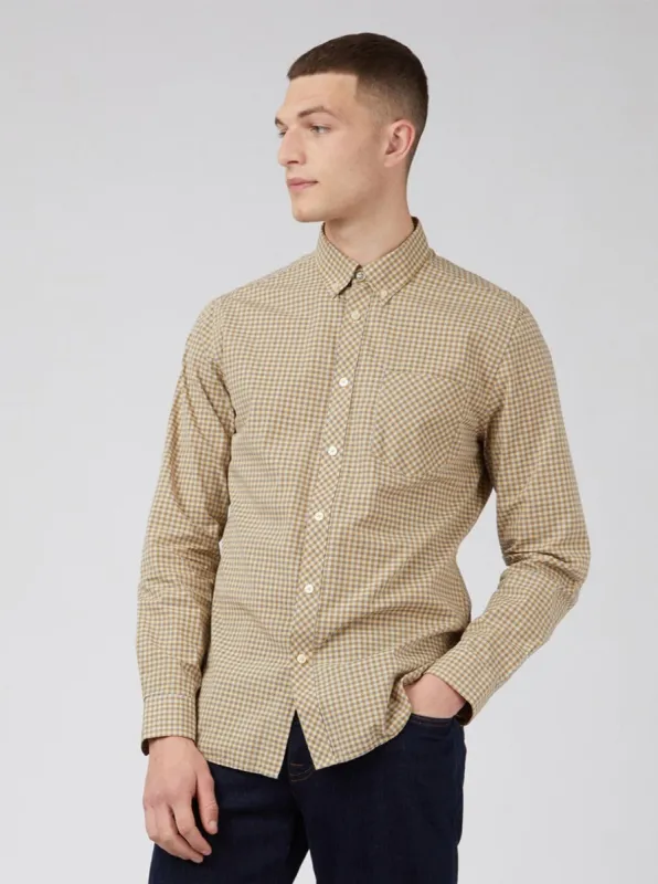 Signature Gingham Long-Sleeve Shirt - Stone sold by Ben Sherman