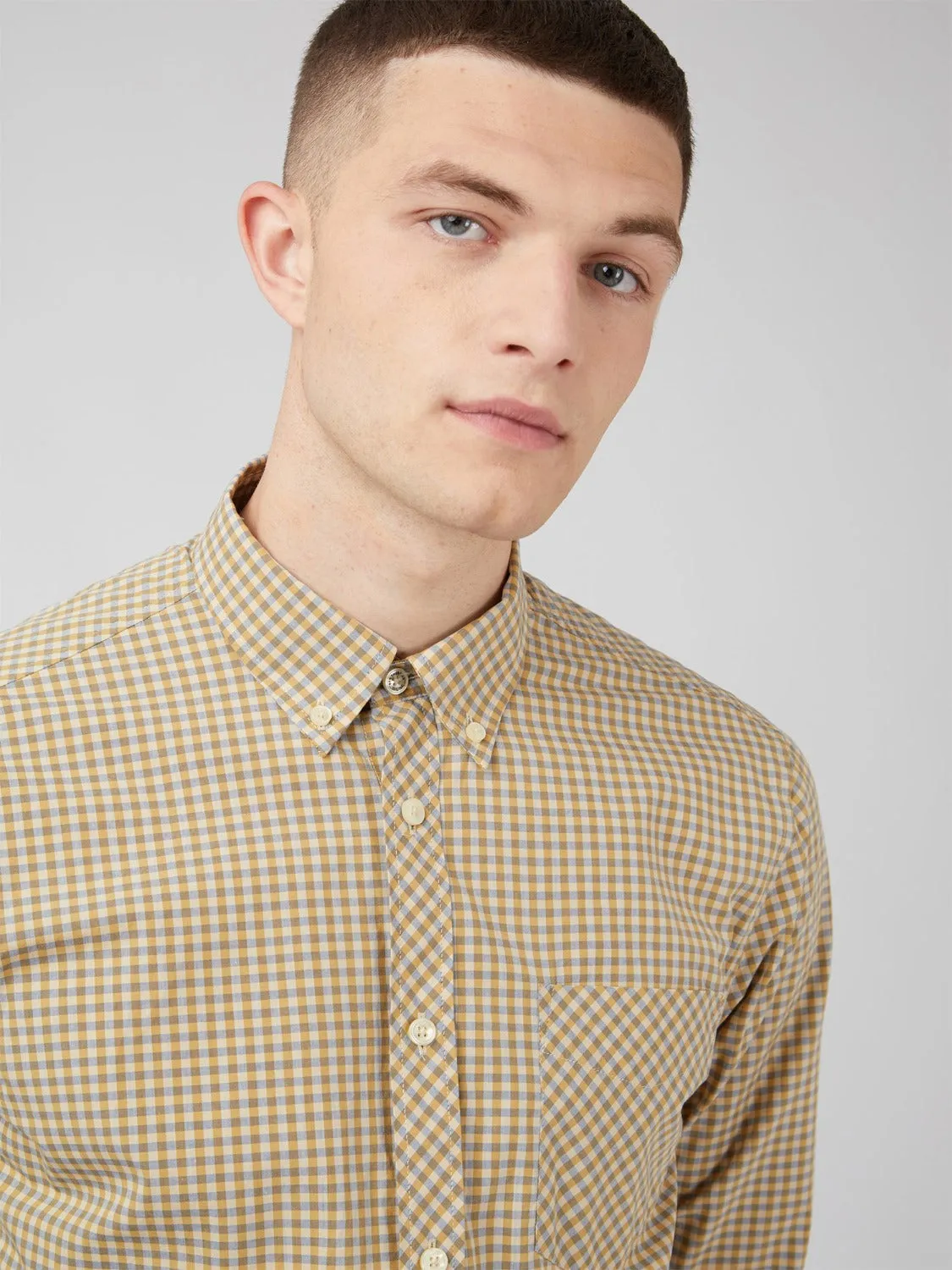 Signature Gingham Long-Sleeve Shirt - Stone sold by Ben Sherman product image thumbnail 2