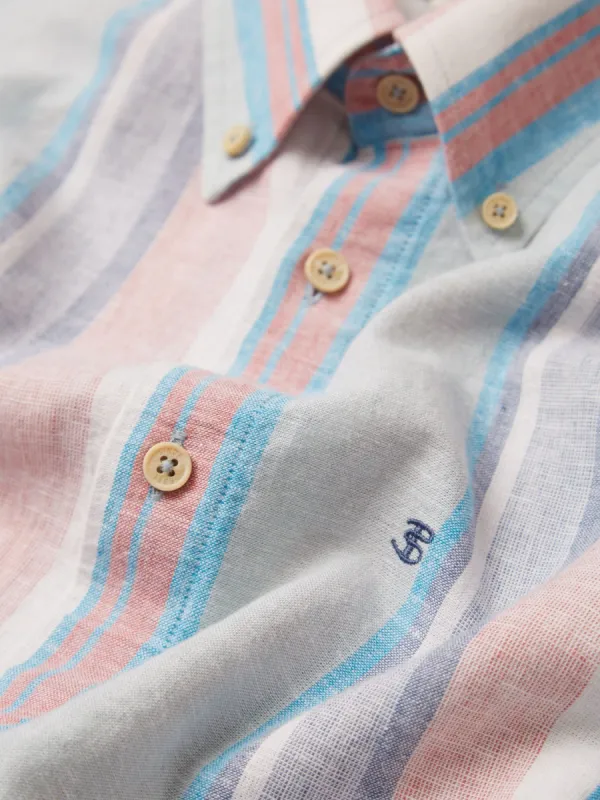 Linen Pastel Stripe Short-Sleeve Shirt sold by Ben Sherman