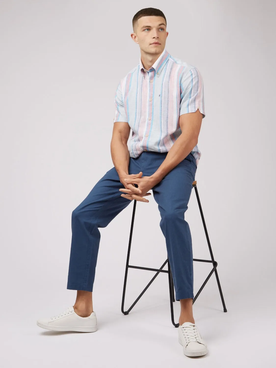 Linen Pastel Stripe Short-Sleeve Shirt sold by Ben Sherman product image thumbnail 5