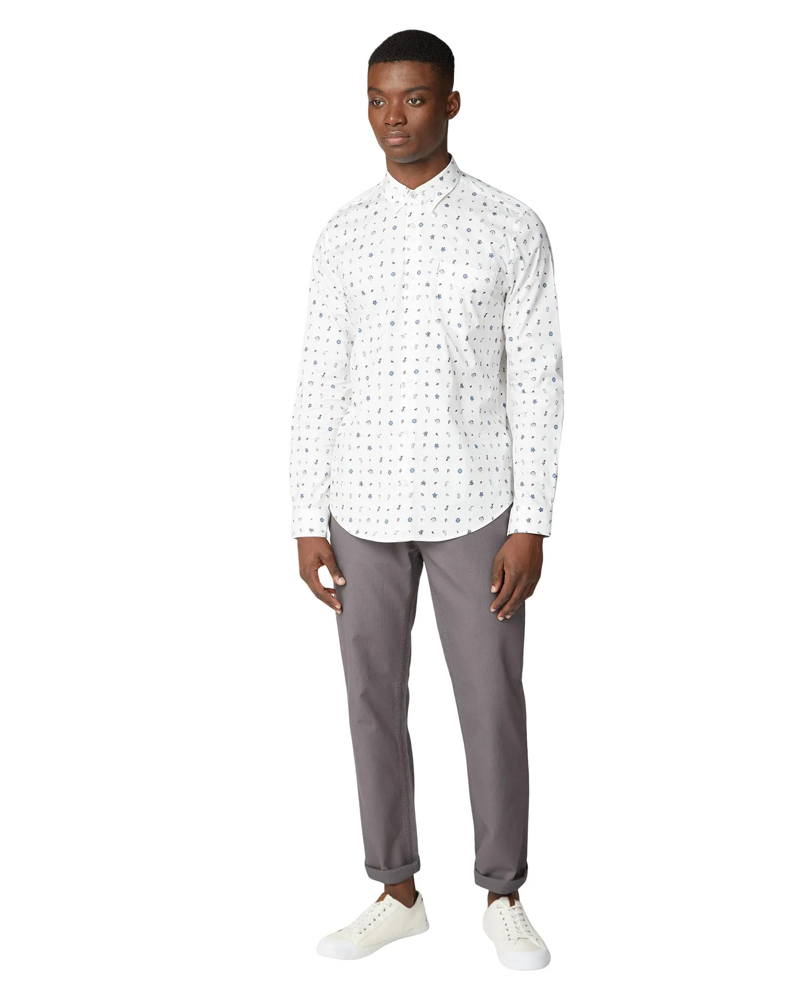 Long-Sleeve Conversational Print Shirt - Off White sold by Ben Sherman product image thumbnail 4