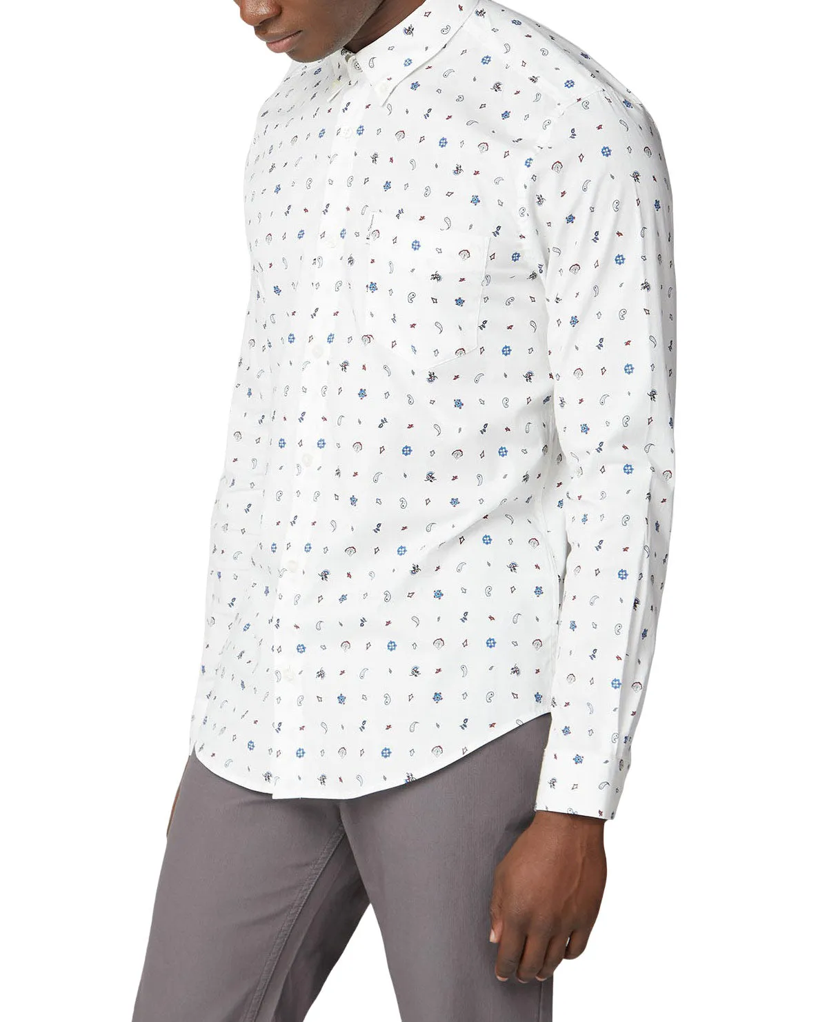 Long-Sleeve Conversational Print Shirt - Off White sold by Ben Sherman
