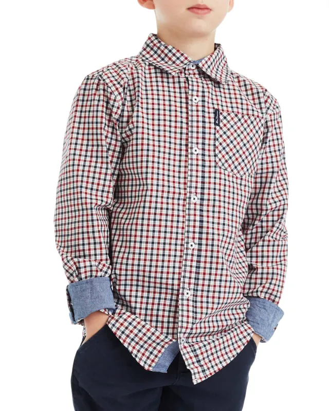 Boys' Red/White/Blue Long-Sleeve Plaid Button-Down Shirt (Sizes 8-18) sold by Ben Sherman