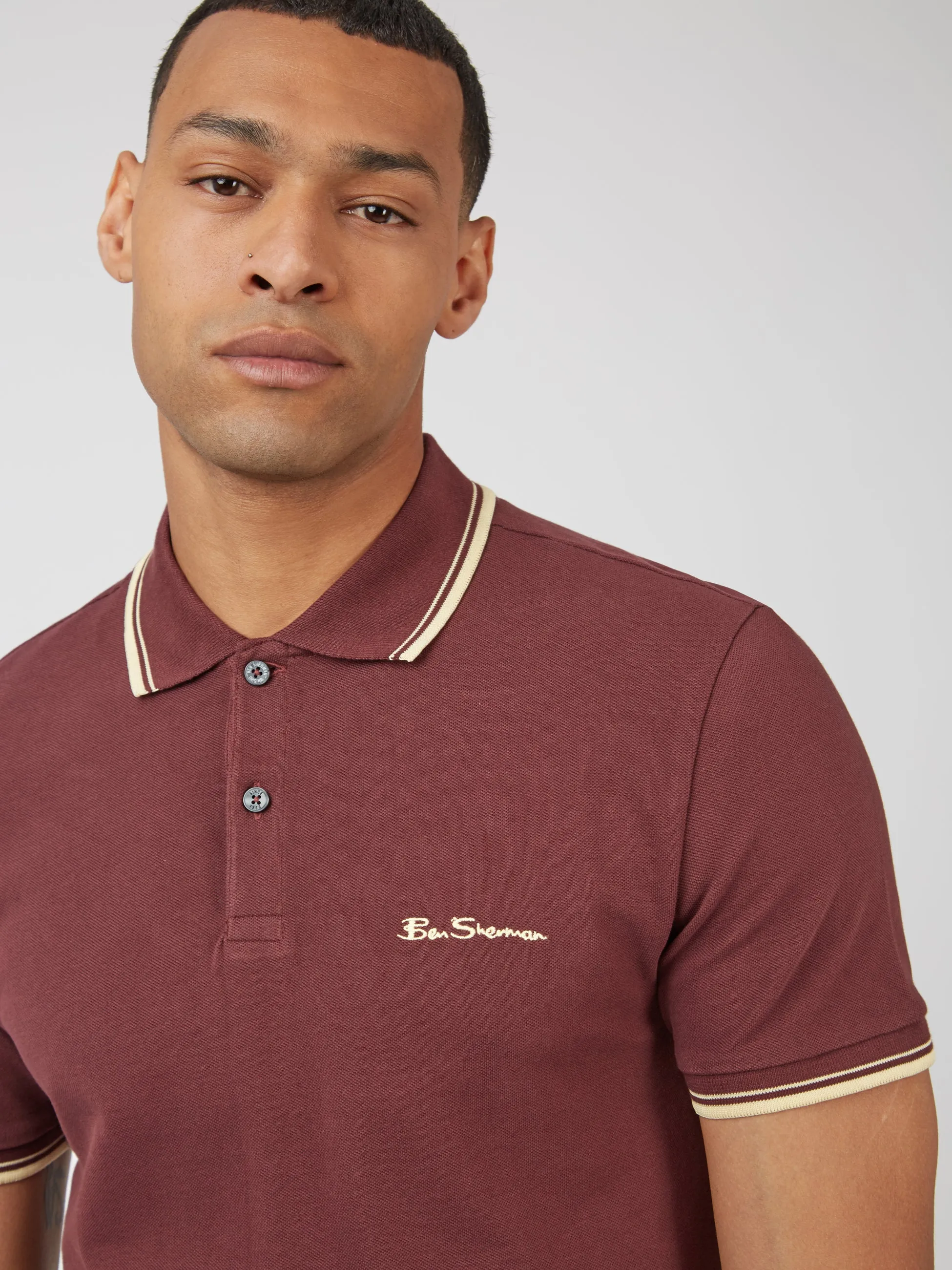 Signature Organic Cotton Polo - Aubergine sold by Ben Sherman product image thumbnail 3