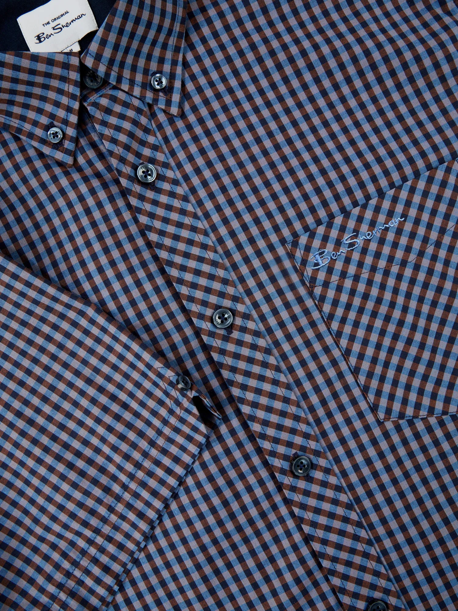 Signature Short-Sleeve Gingham Shirt - Caramel sold by Ben Sherman product image thumbnail 5