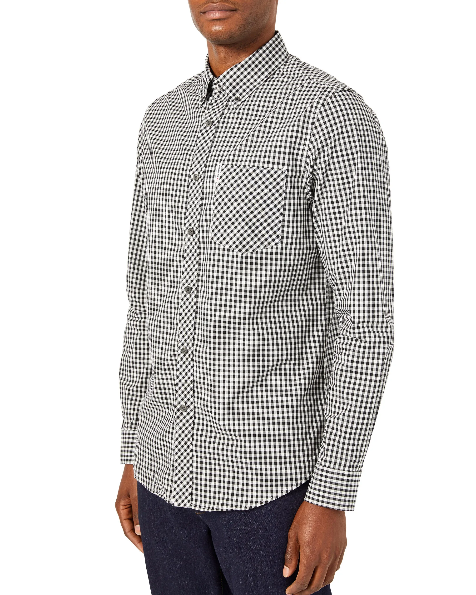 Long-Sleeve Gingham Shirt - Jet Black sold by Ben Sherman
