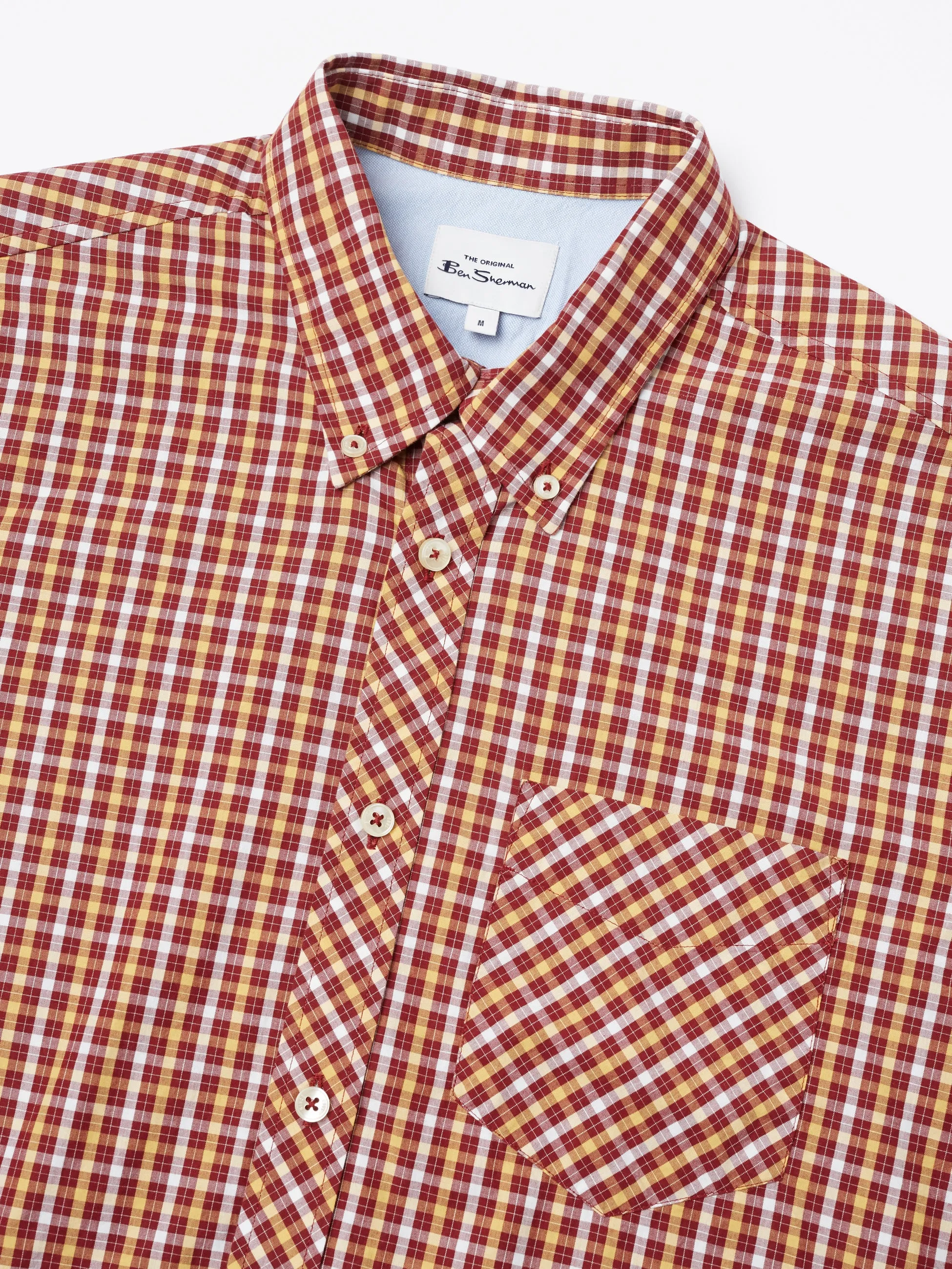 Signature House Check Short-Sleeve Shirt - Claret sold by Ben Sherman product image thumbnail 3