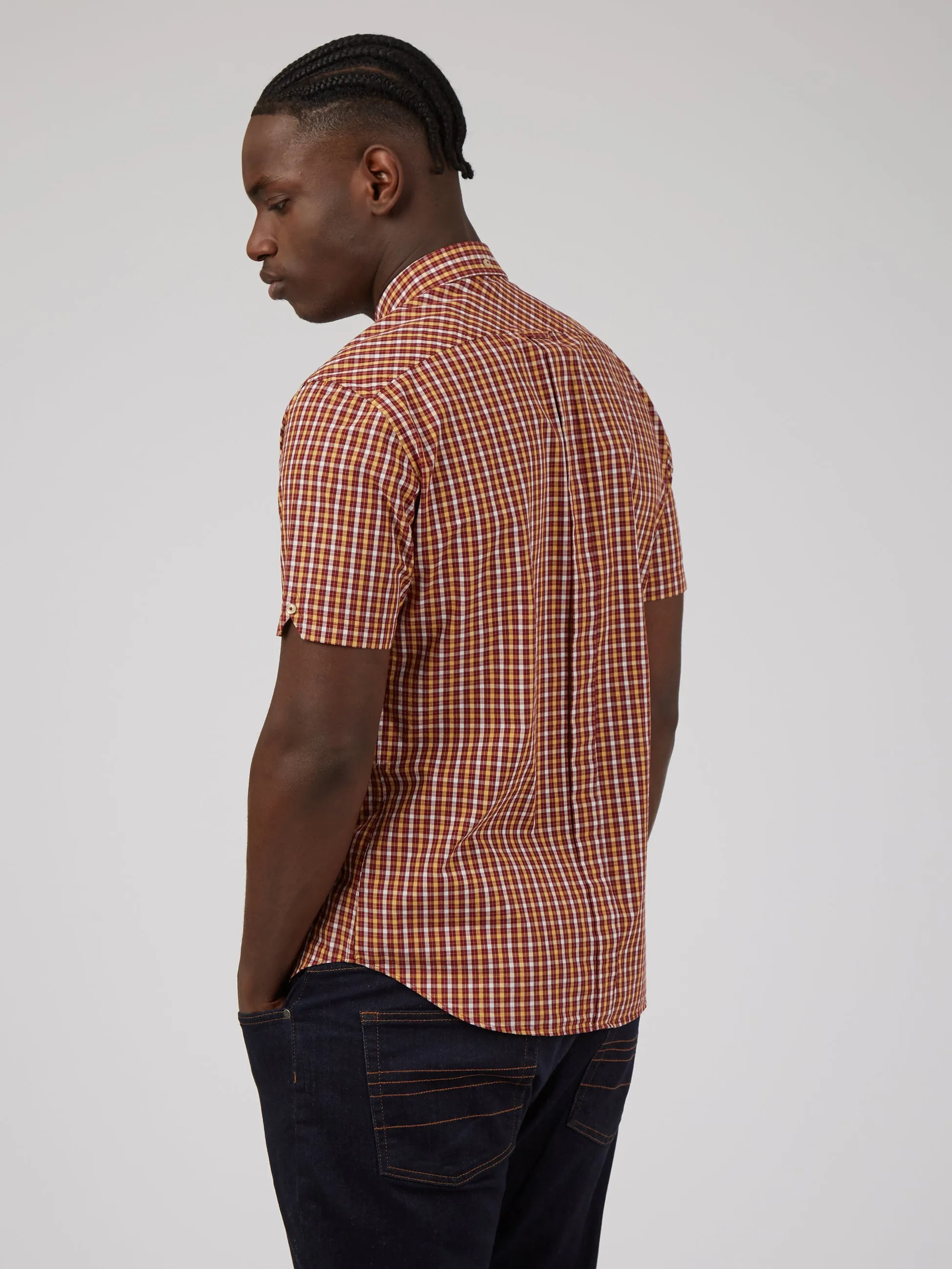 Signature House Check Short-Sleeve Shirt - Claret sold by Ben Sherman product image thumbnail 2