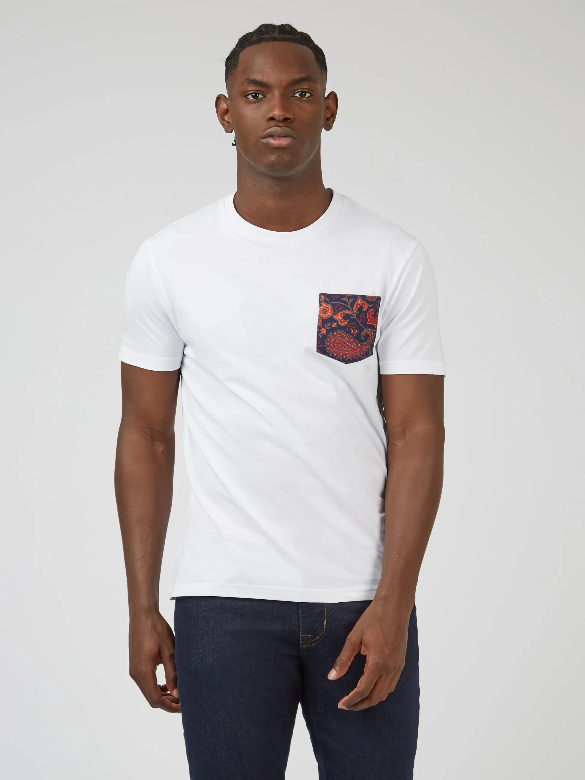 Organic Jersey Paisley Pocket Graphic Tee - White sold by Ben Sherman product image thumbnail 2