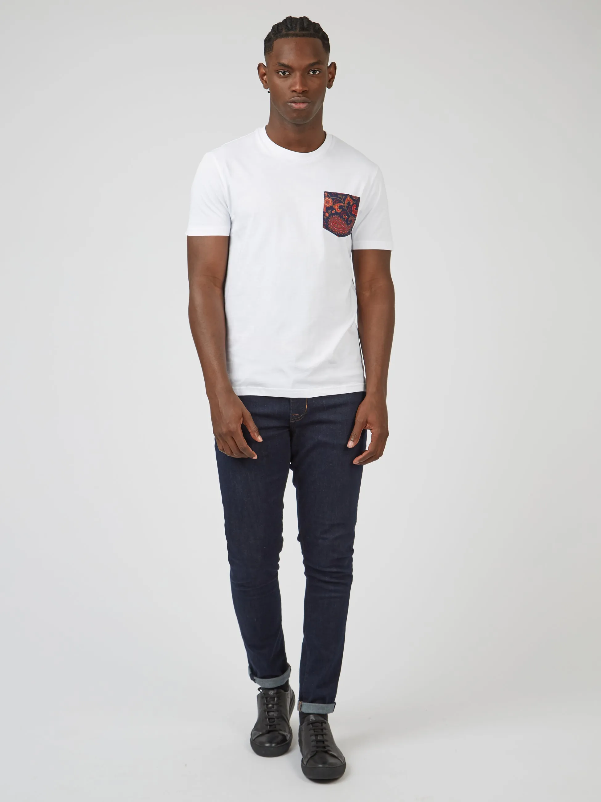 Organic Jersey Paisley Pocket Graphic Tee - White sold by Ben Sherman product image thumbnail 3