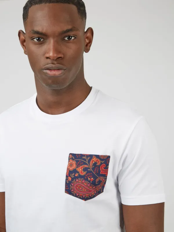 Organic Jersey Paisley Pocket Graphic Tee - White sold by Ben Sherman