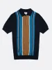 Iconic Vertical Stripe Mod Knit Polo - Dark Navy sold by Ben Sherman
