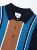 Iconic Vertical Stripe Mod Knit Polo - Dark Navy sold by Ben Sherman