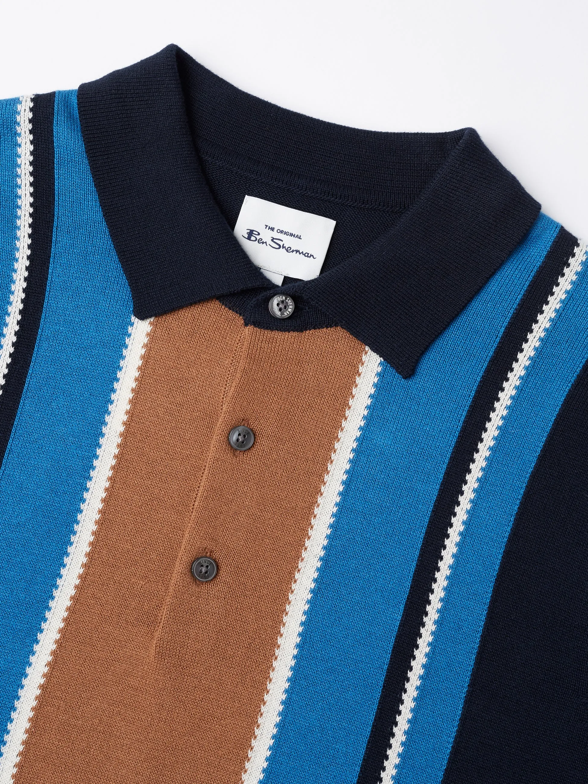 Iconic Vertical Stripe Mod Knit Polo - Dark Navy sold by Ben Sherman product image thumbnail 3