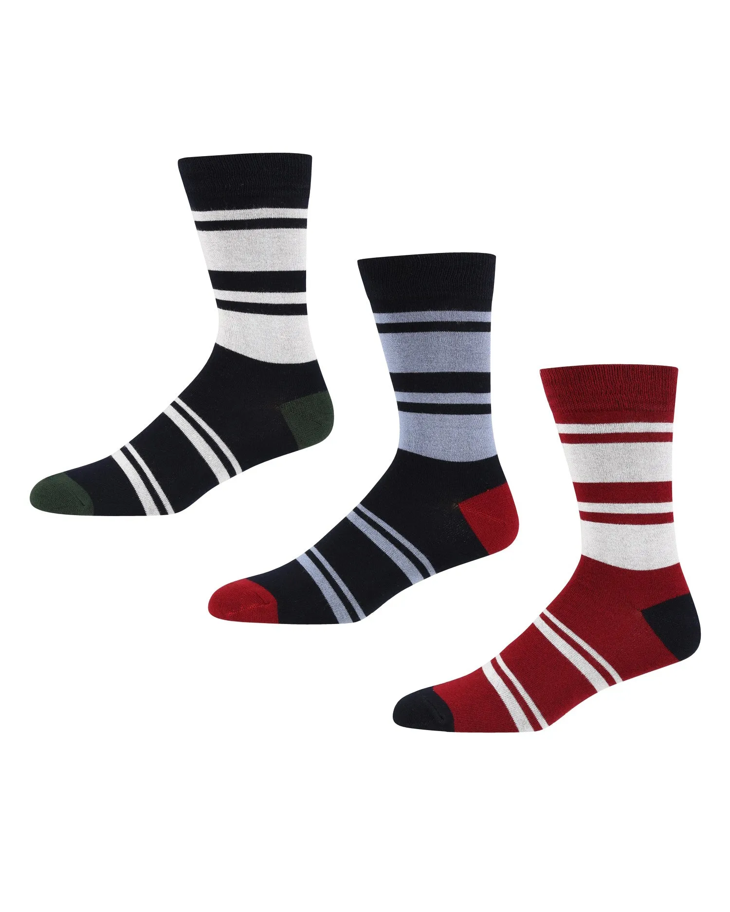 Dice Men's 3-Pack Socks - Navy Ecru/ Wine Ecru/Navy Light Blue sold by Ben Sherman