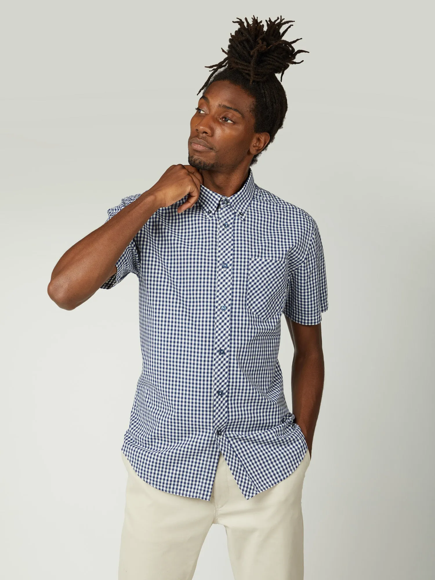 Signature Short-Sleeve Gingham Shirt - Dark Blue sold by Ben Sherman product image thumbnail 2