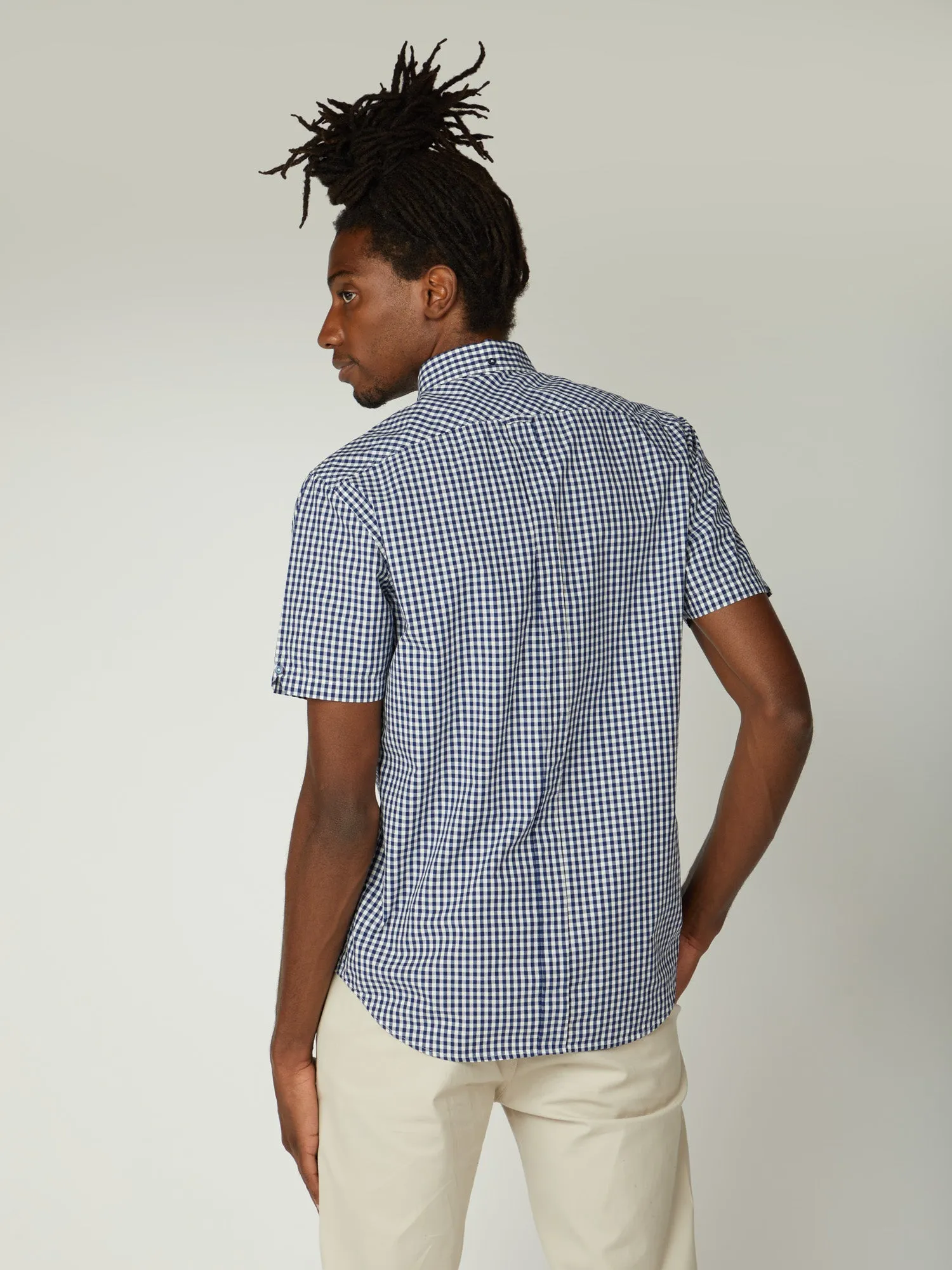 Signature Short-Sleeve Gingham Shirt - Dark Blue sold by Ben Sherman product image thumbnail 4