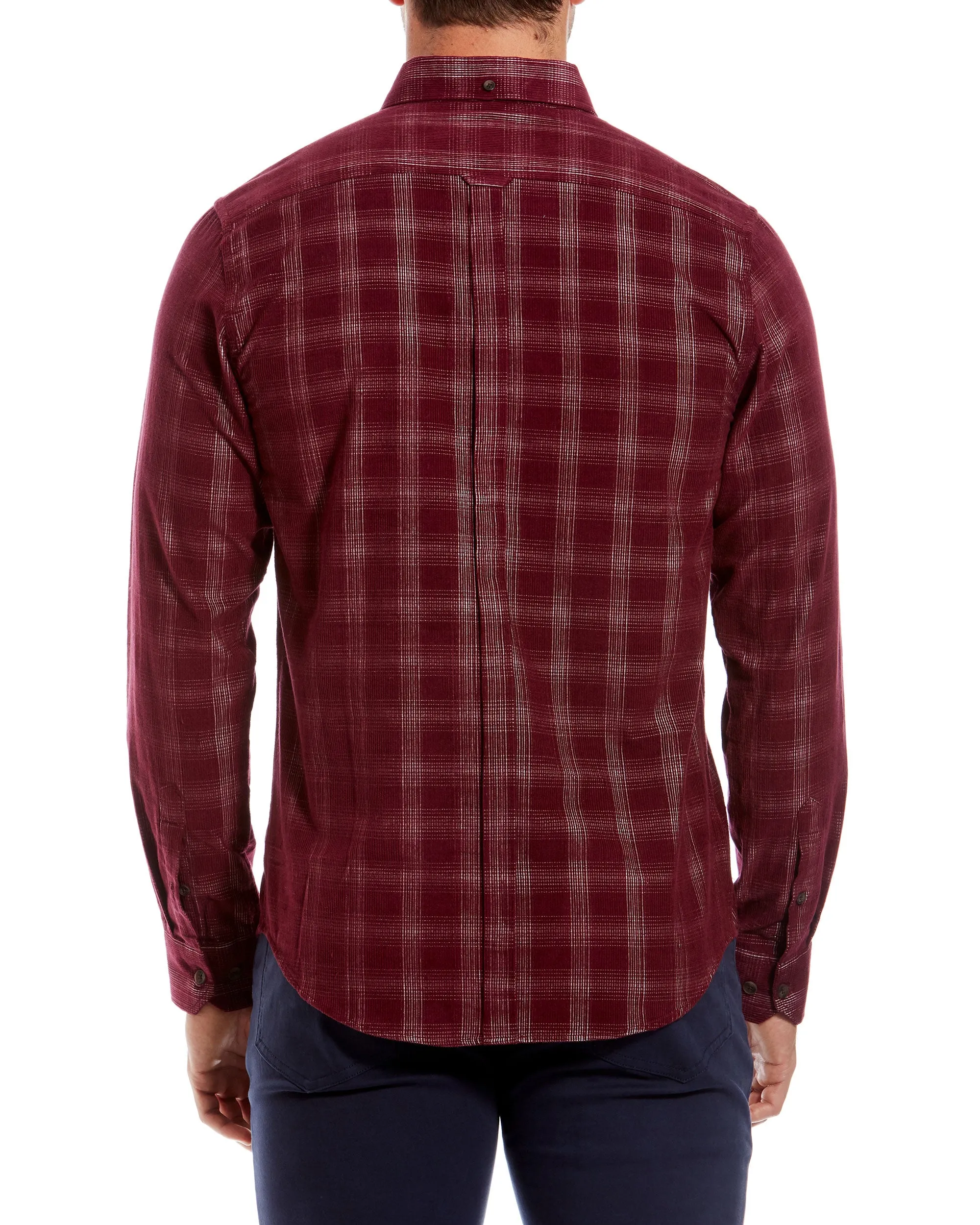 Long-Sleeve Corduroy Check Shirt - Wine sold by Ben Sherman product image thumbnail 3