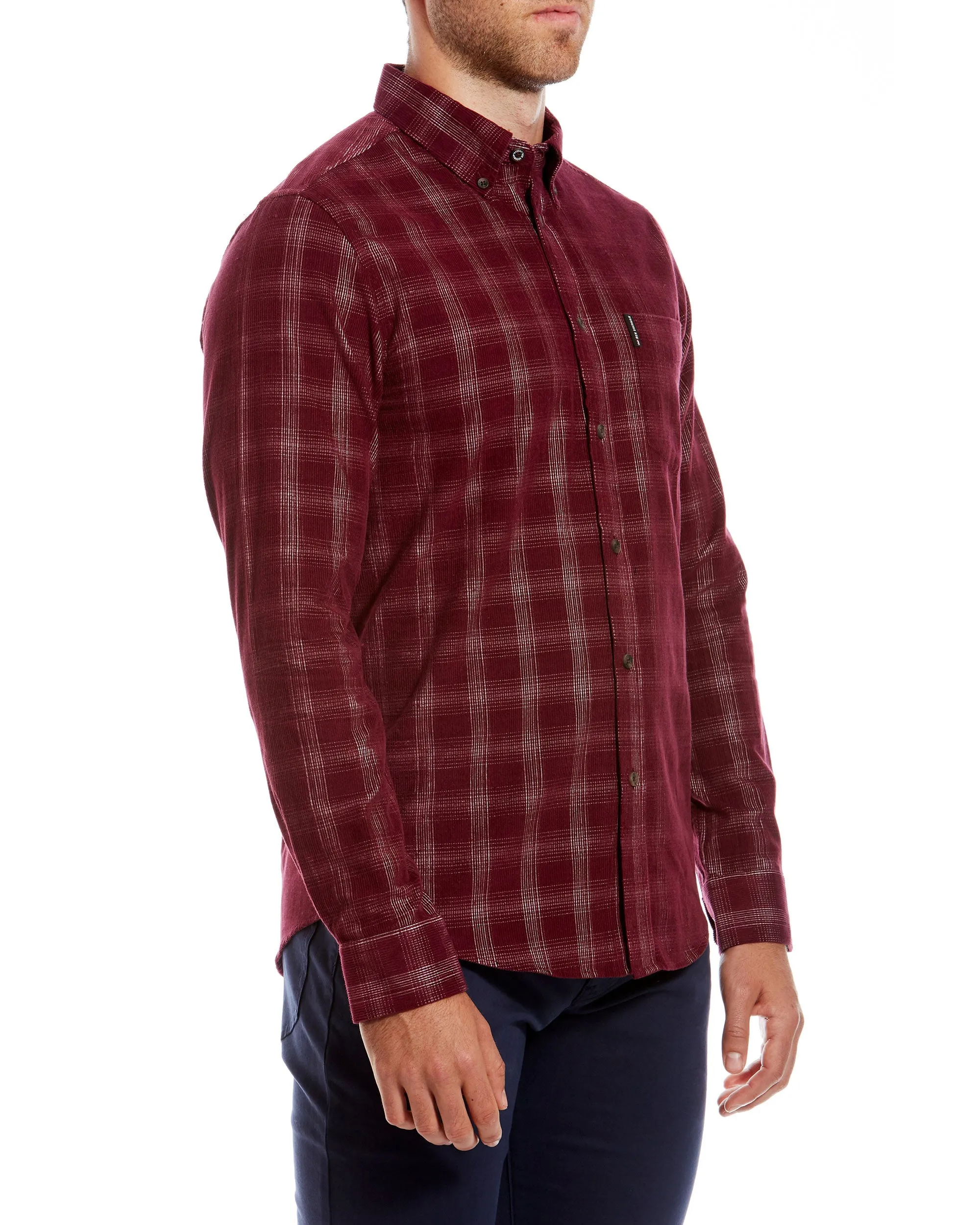 Long-Sleeve Corduroy Check Shirt - Wine sold by Ben Sherman product image thumbnail 2