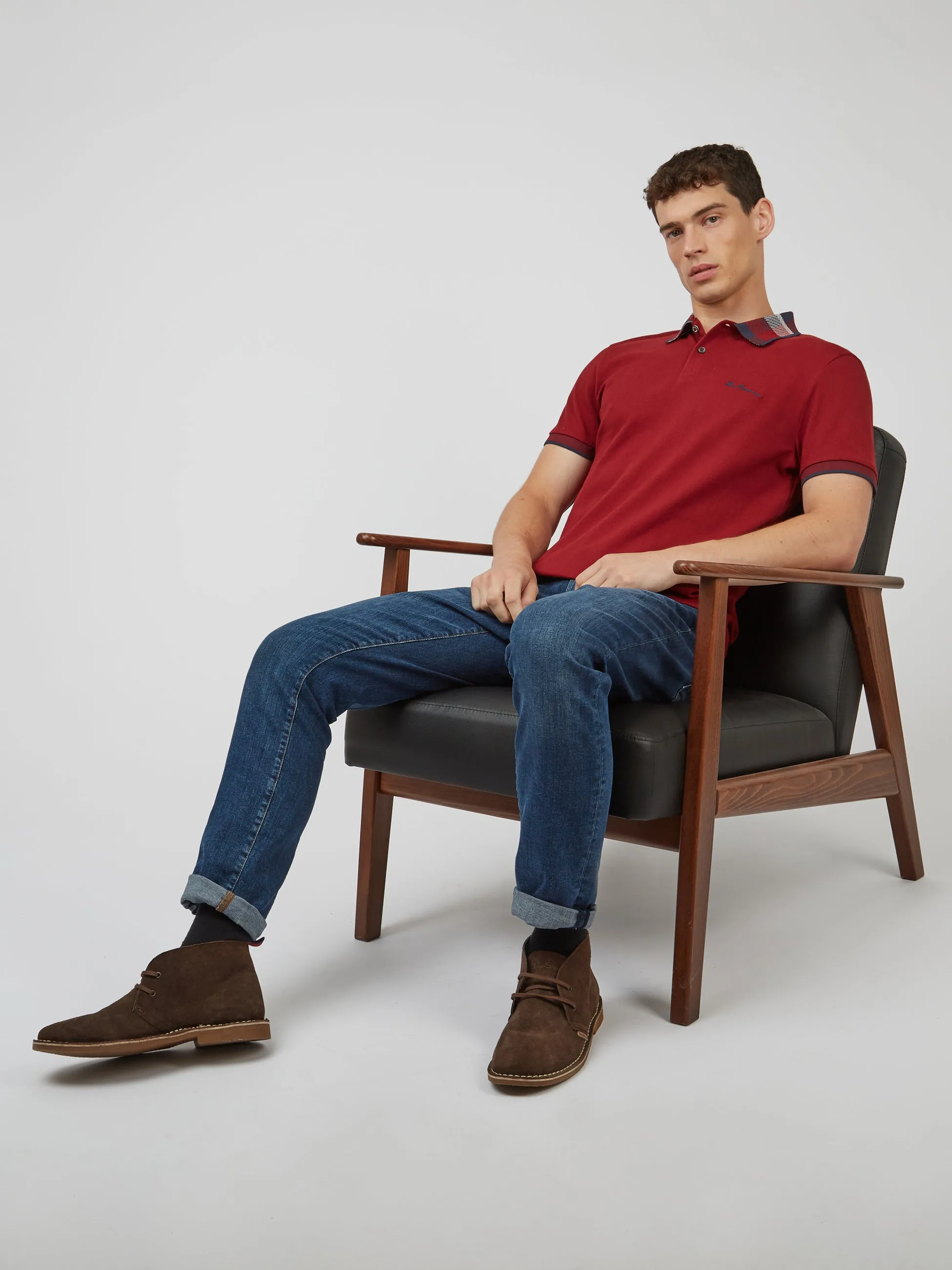 Jacquard Check Collar Polo - Red sold by Ben Sherman product image thumbnail 4