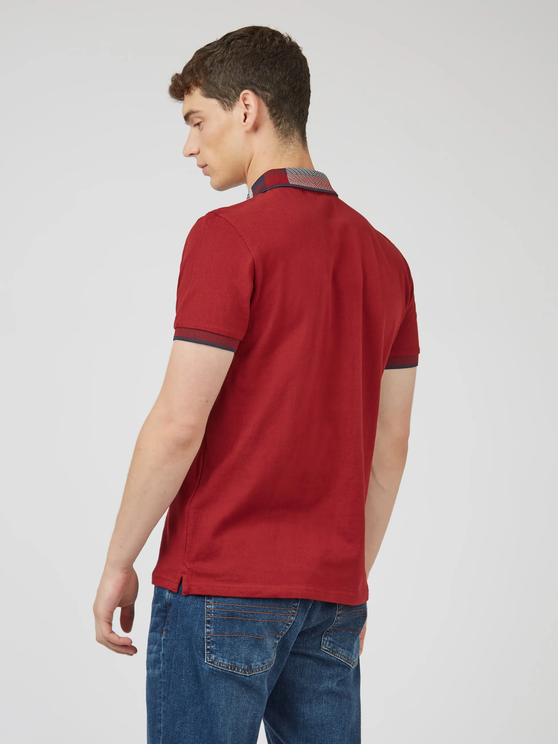 Jacquard Check Collar Polo - Red sold by Ben Sherman product image thumbnail 5