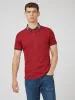 Jacquard Check Collar Polo - Red sold by Ben Sherman