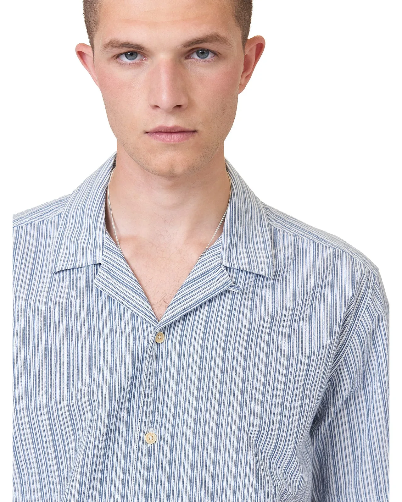 Short-Sleeve Seersucker Check Shirt - Mood Indigo sold by Ben Sherman product image thumbnail 3