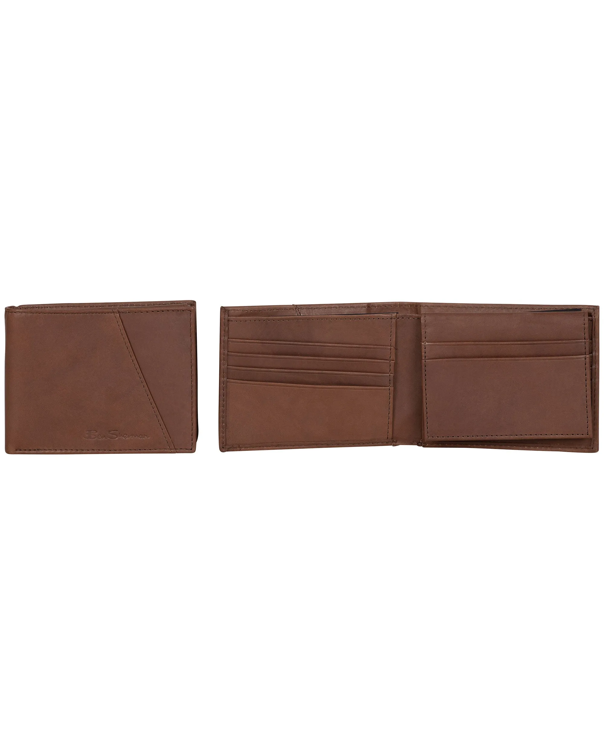 Manchester Full-Grain Cowhide Marble Crunch Leather Bifold Passcase Wallet - Brown sold by Ben Sherman product image thumbnail 3
