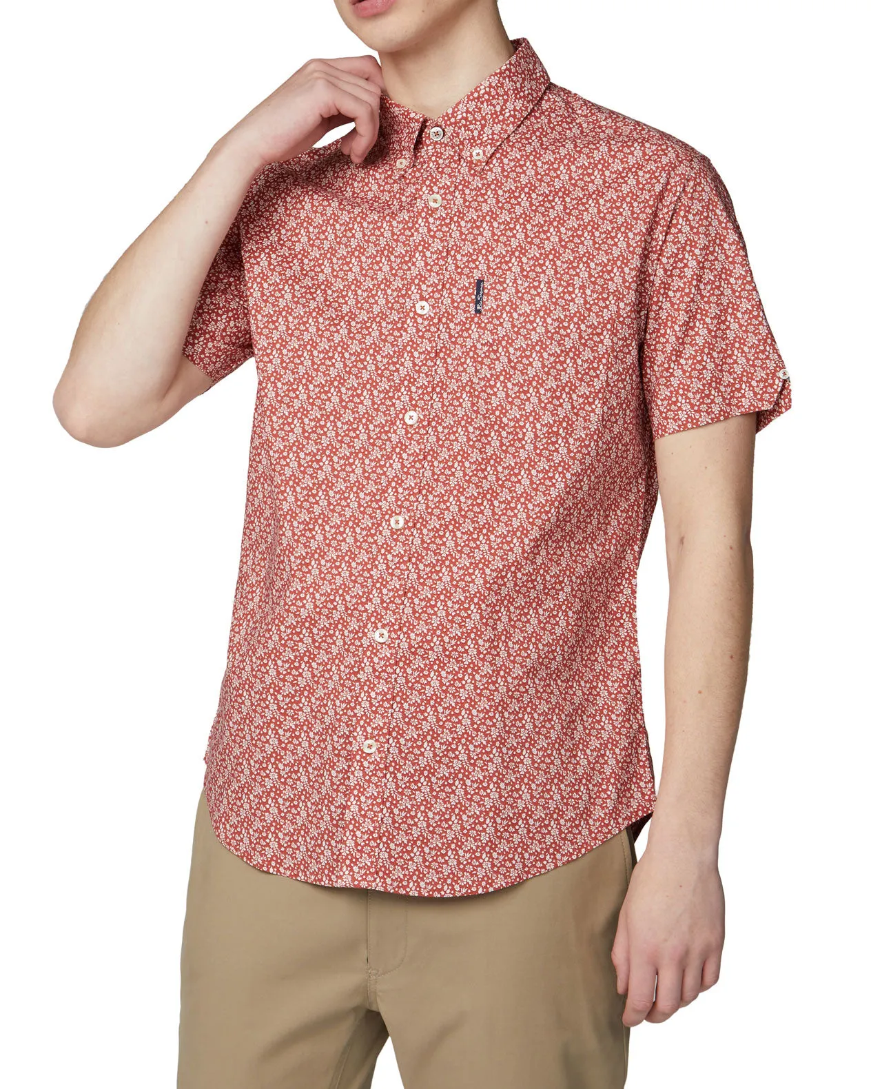 Short-Sleeve Floral Print Shirt - Terracota sold by Ben Sherman