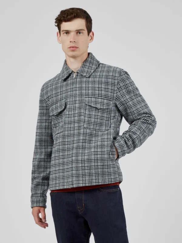 Monochromatic Check Print Jacket - Steel sold by Ben Sherman