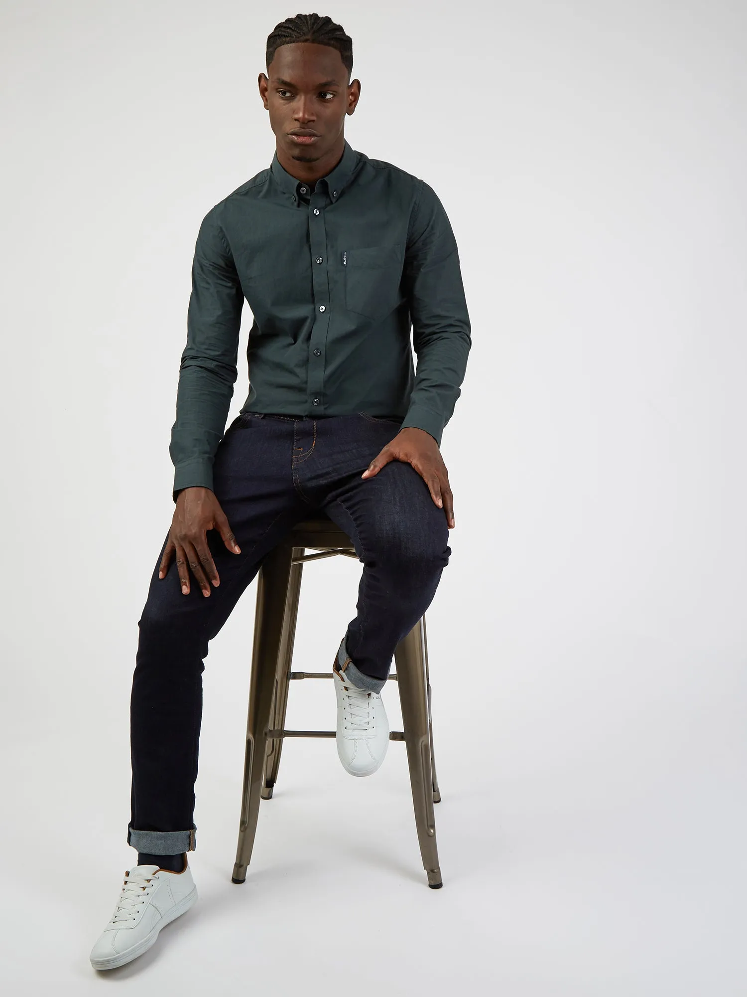 Signature Long-Sleeve Gingham Shirt - Dark Green sold by Ben Sherman product image thumbnail 3