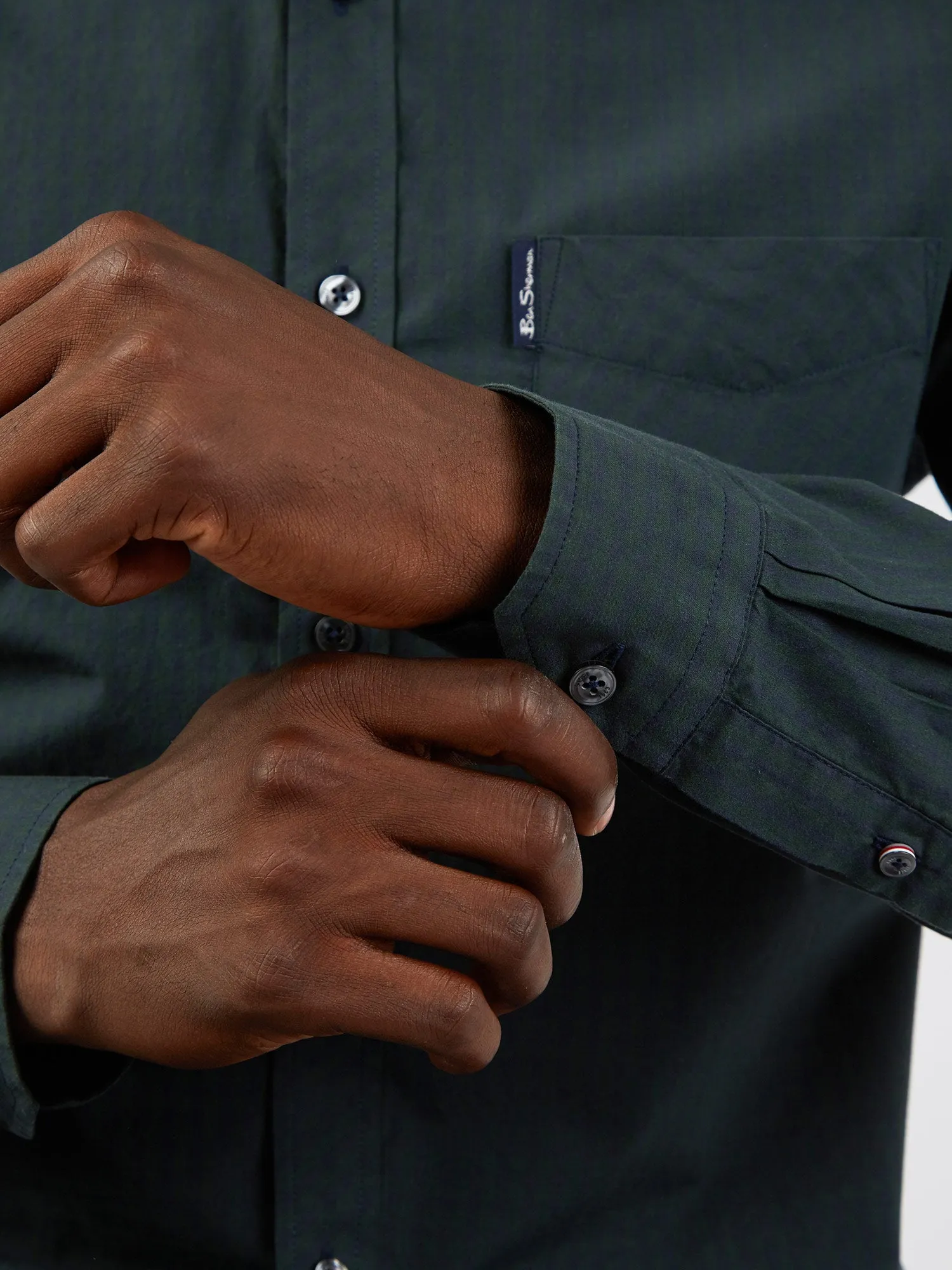 Signature Long-Sleeve Gingham Shirt - Dark Green sold by Ben Sherman product image thumbnail 4