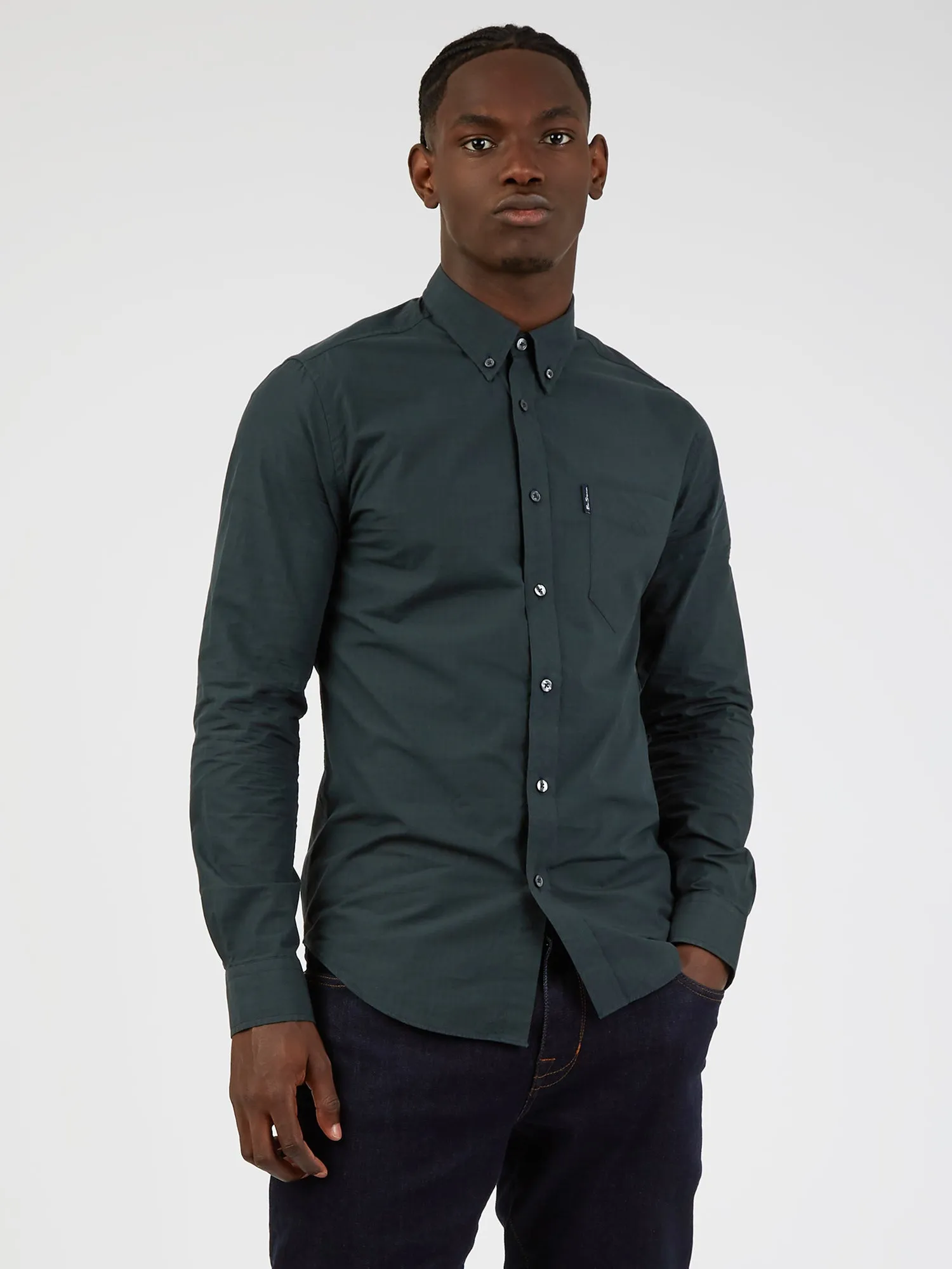 Signature Long-Sleeve Gingham Shirt - Dark Green sold by Ben Sherman
