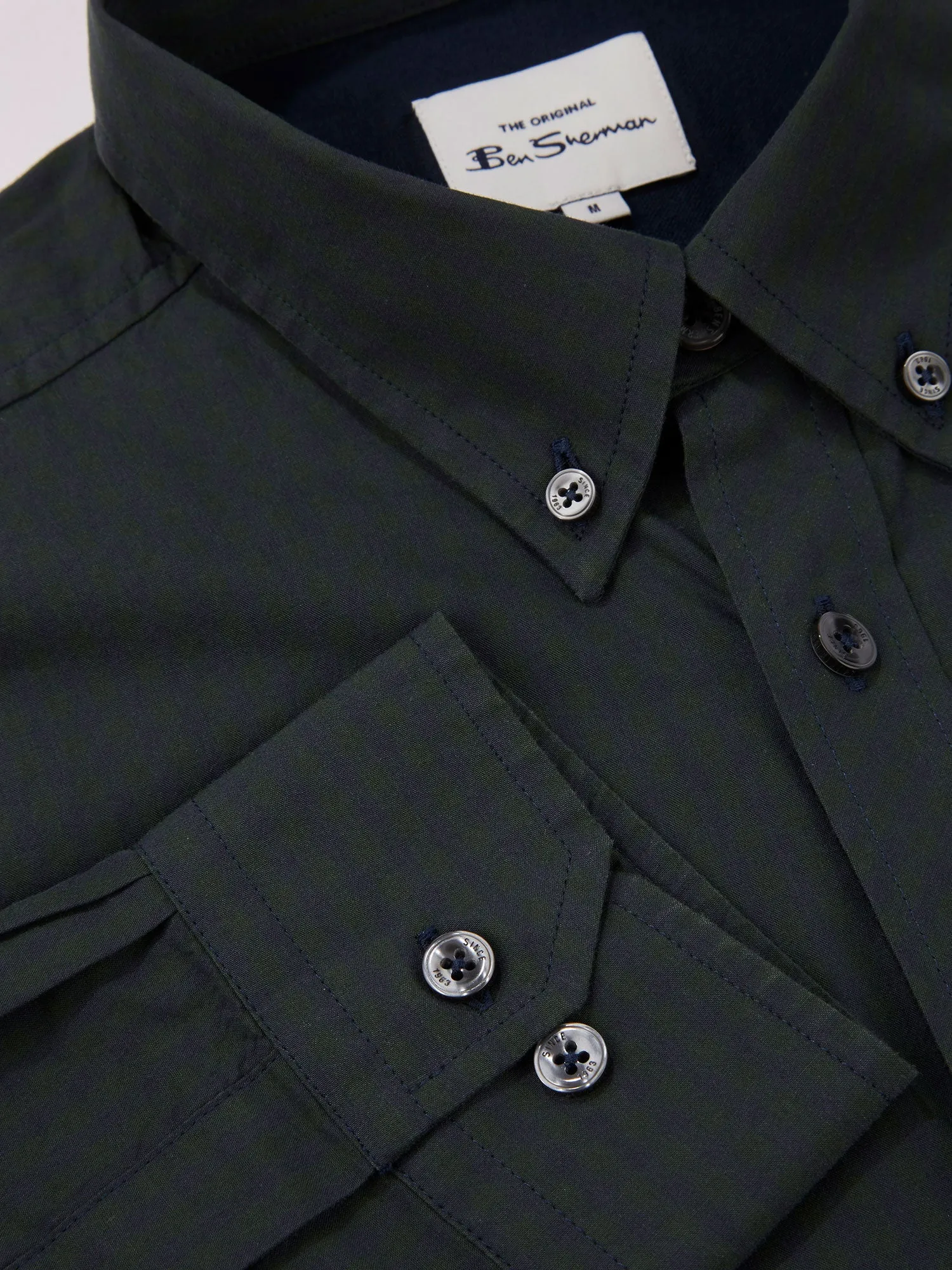 Signature Long-Sleeve Gingham Shirt - Dark Green sold by Ben Sherman product image thumbnail 5