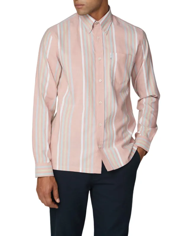 Long-Sleeve Archive Oxford Stripe Shirt - Light Pink sold by Ben Sherman