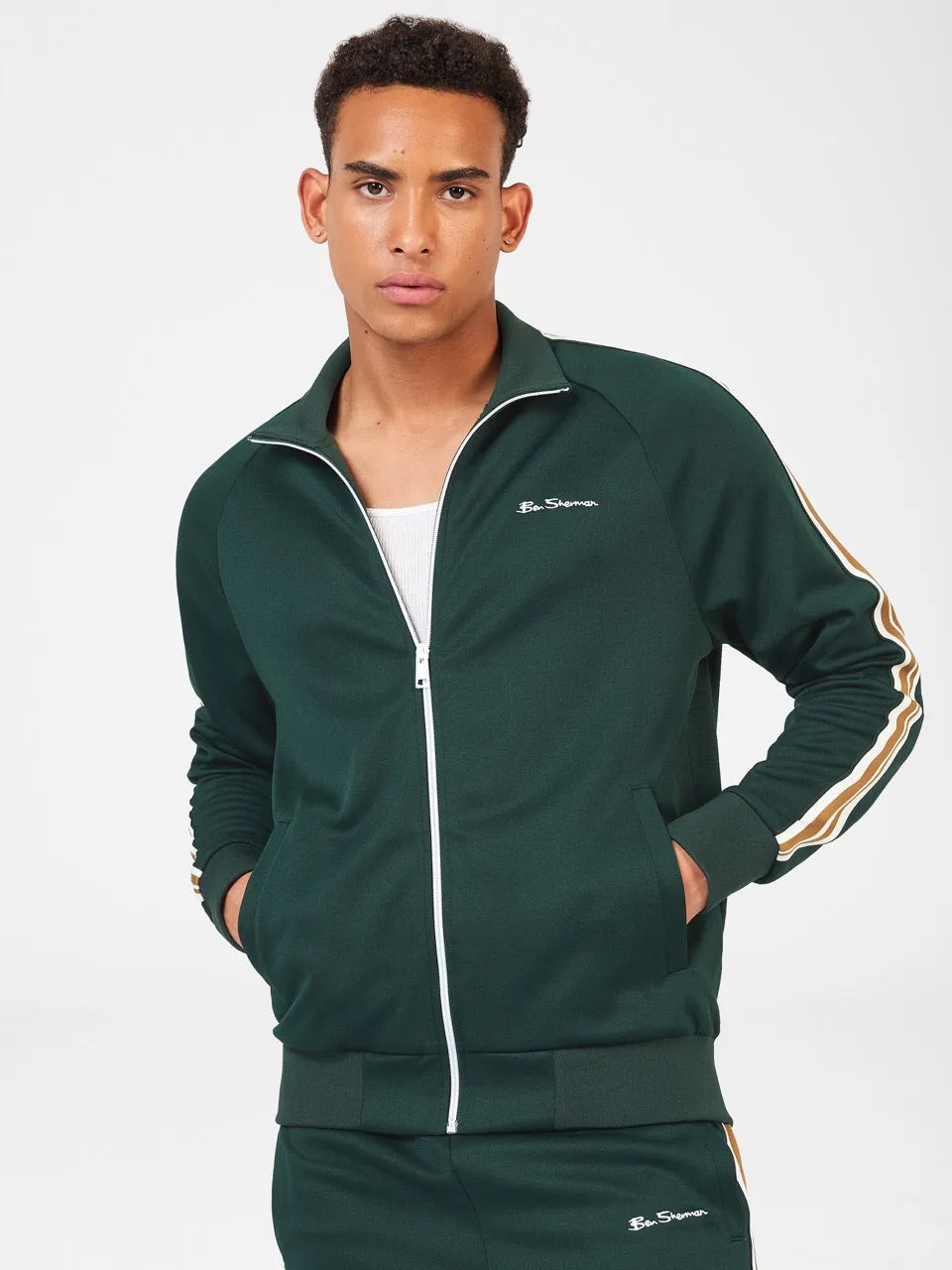 Signature House Taped Track Jacket - Dark Green sold by Ben Sherman