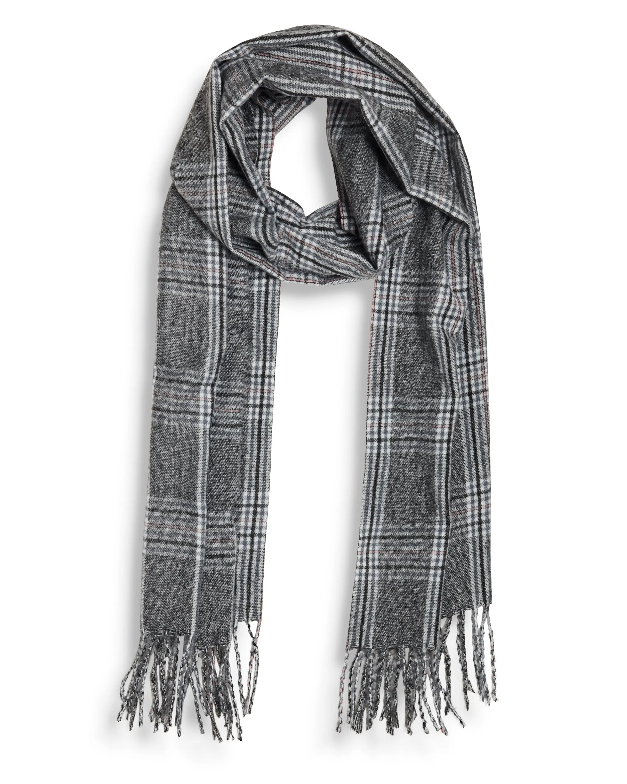 Plaid Brushed Scarf - Charcoal sold by Ben Sherman