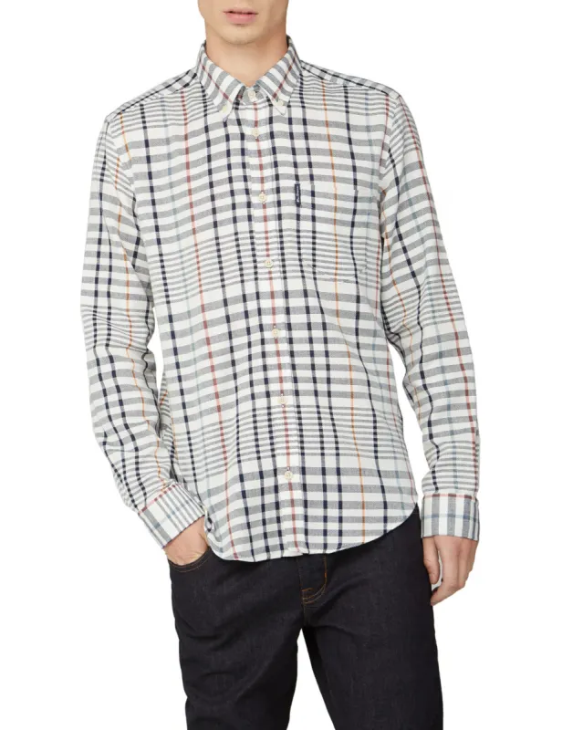 Oversized Stripe Check Shirt - Snow White sold by Ben Sherman