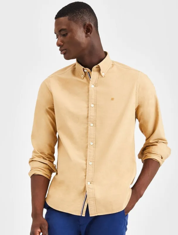 Beatnik Oxford Garment Dye Shirt - Khaki sold by Ben Sherman