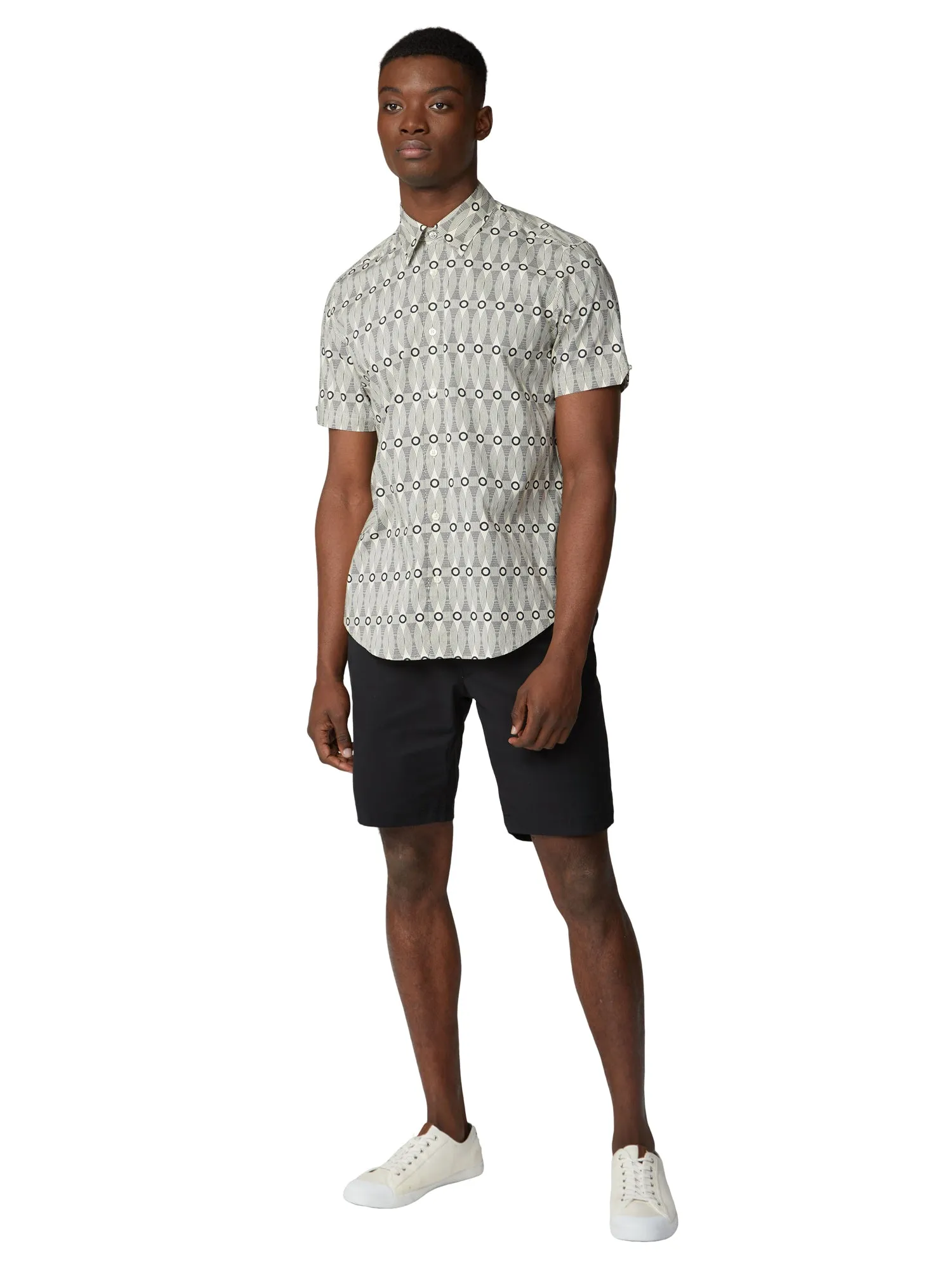 Short-Sleeve Retro Print Shirt - Ecru sold by Ben Sherman product image thumbnail 4