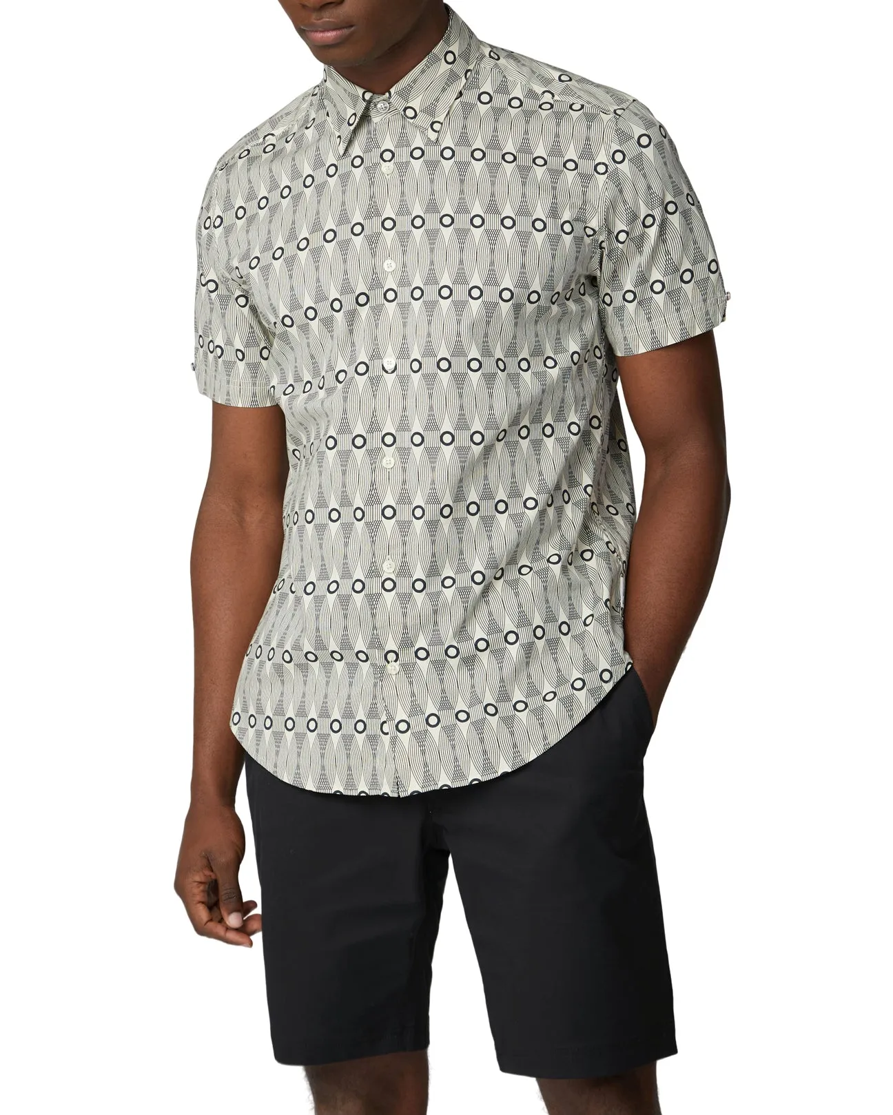 Short-Sleeve Retro Print Shirt - Ecru sold by Ben Sherman