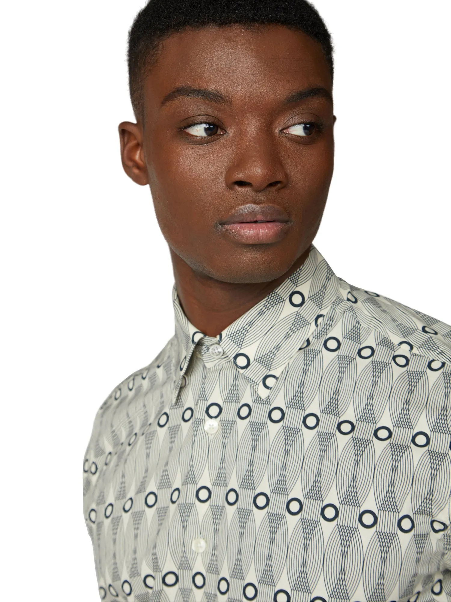 Short-Sleeve Retro Print Shirt - Ecru sold by Ben Sherman product image thumbnail 3