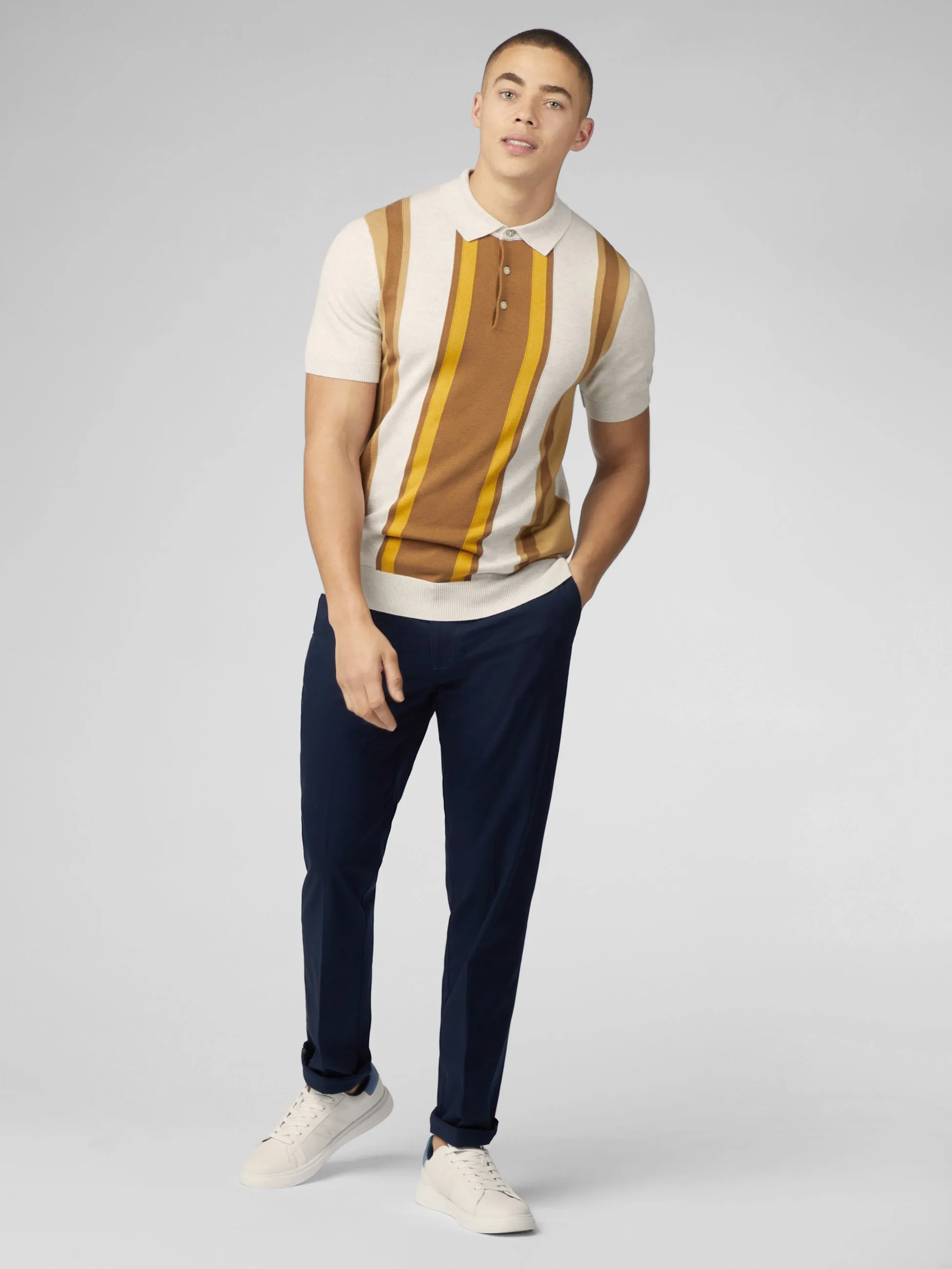 Signature Vertical Stripe Polo - Ivory sold by Ben Sherman product image thumbnail 2
