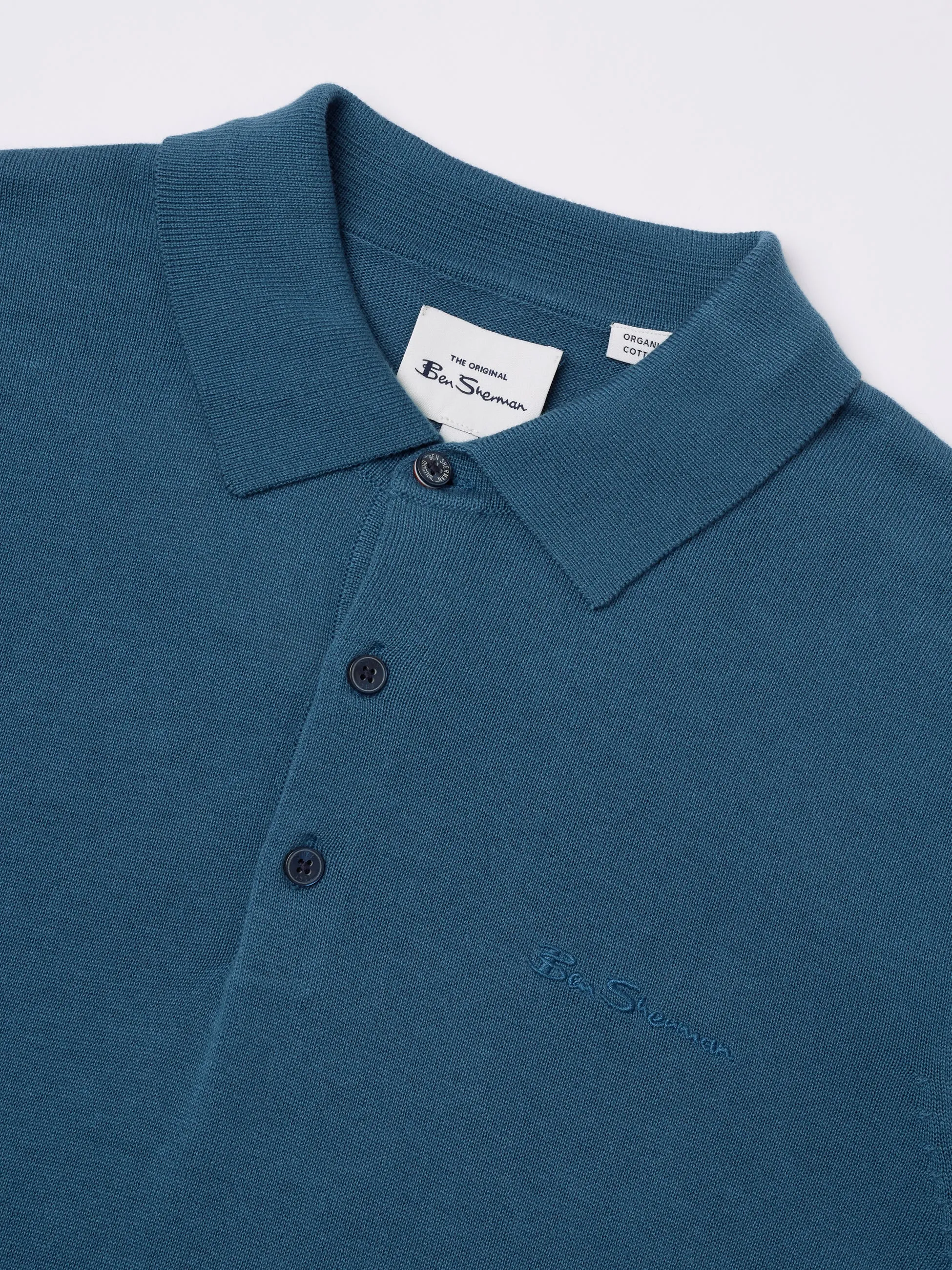 Short-Sleeve Signature Knit Polo - Wedgewood Blue sold by Ben Sherman