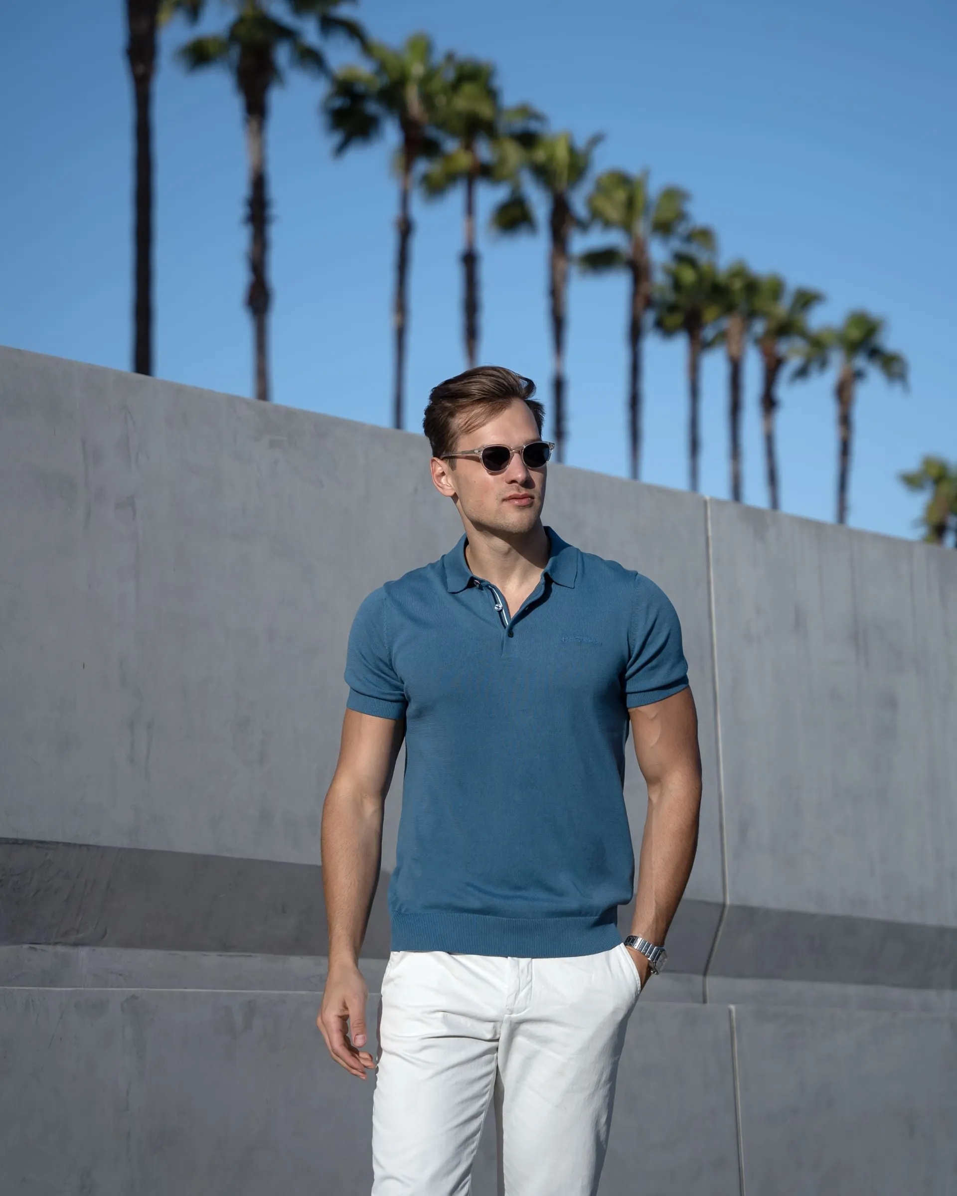 Short-Sleeve Signature Knit Polo - Wedgewood Blue sold by Ben Sherman product image thumbnail 2
