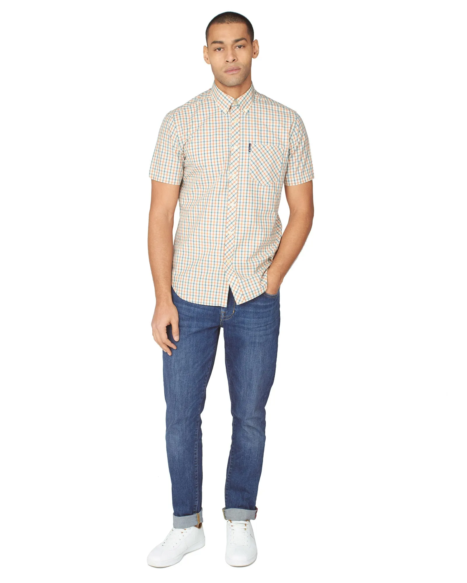 Short-Sleeve House Check Shirt - Teal sold by Ben Sherman product image thumbnail 5