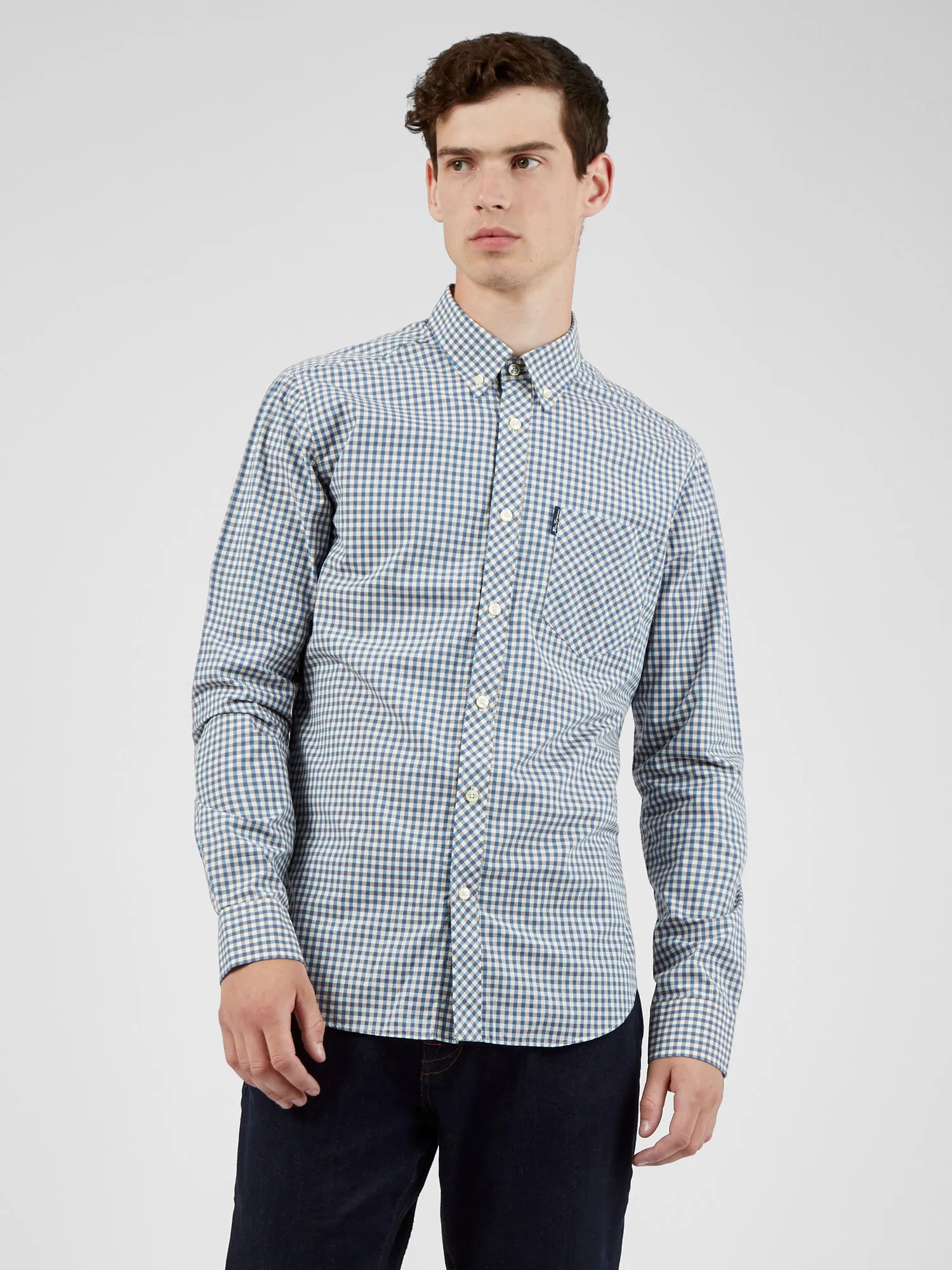 Signature Long-Sleeve Gingham Shirt - Persian Blue sold by Ben Sherman