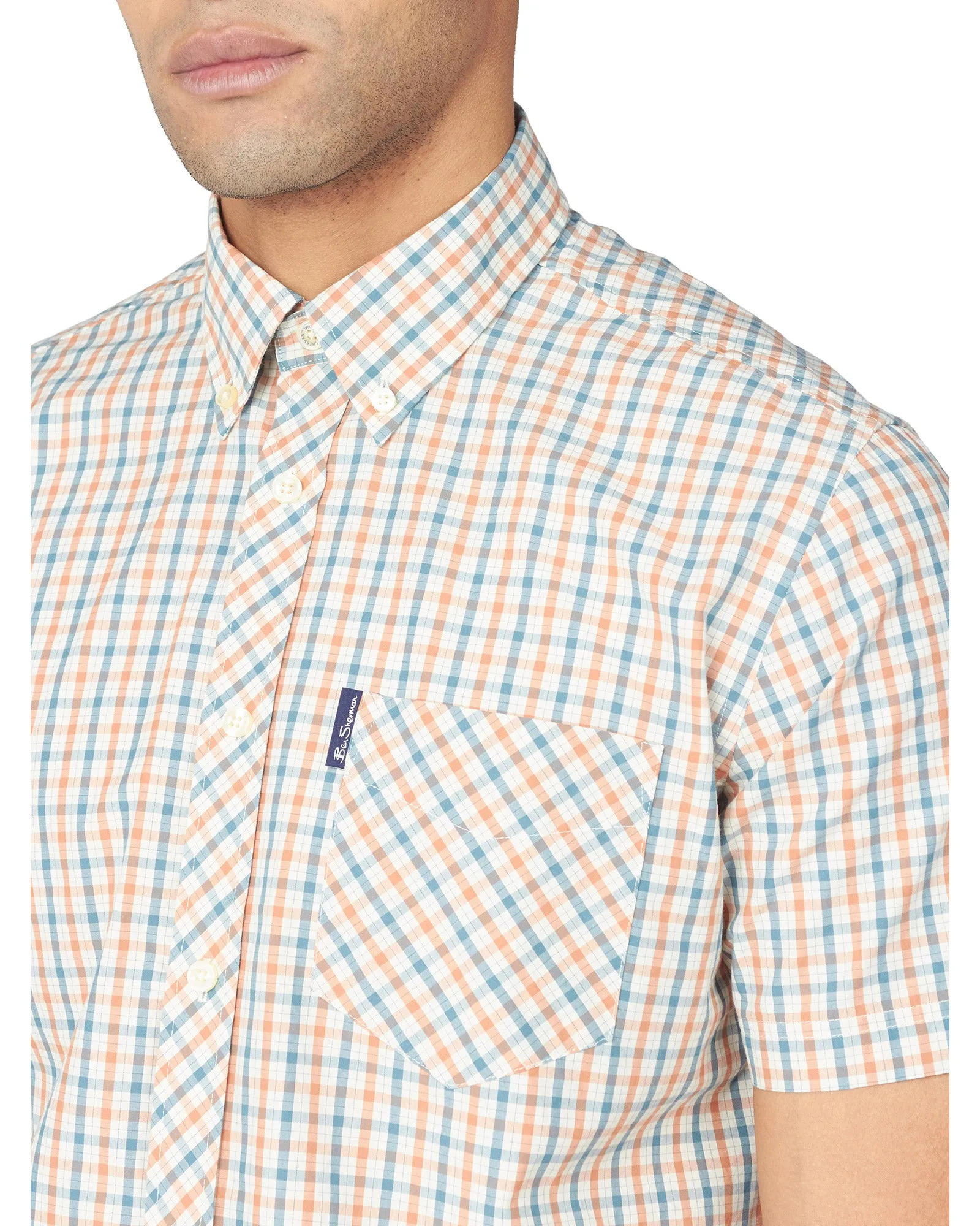 Short-Sleeve House Check Shirt - Teal sold by Ben Sherman product image thumbnail 4